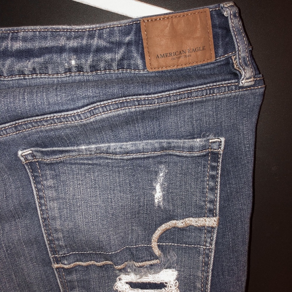American Eagle high waist ripped jeans.